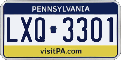 PA license plate LXQ3301