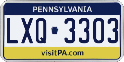PA license plate LXQ3303