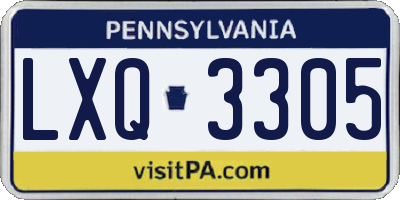 PA license plate LXQ3305