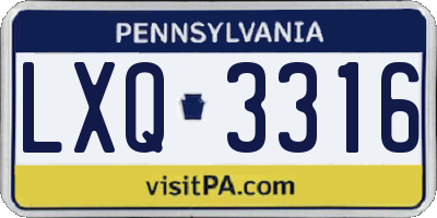 PA license plate LXQ3316