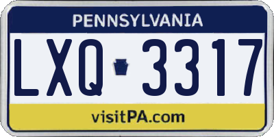 PA license plate LXQ3317