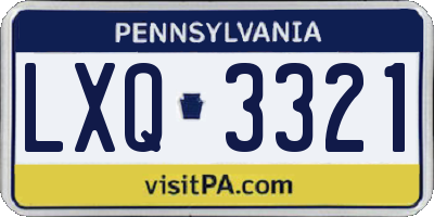 PA license plate LXQ3321