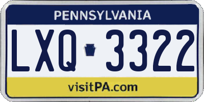 PA license plate LXQ3322
