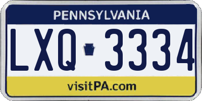 PA license plate LXQ3334