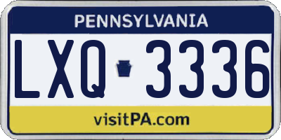 PA license plate LXQ3336