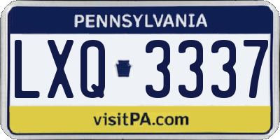 PA license plate LXQ3337