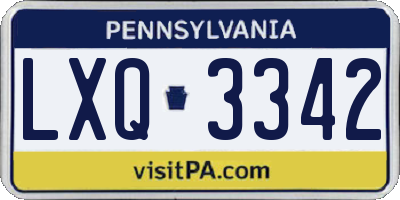 PA license plate LXQ3342