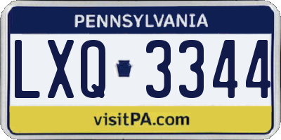 PA license plate LXQ3344