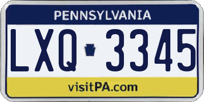 PA license plate LXQ3345