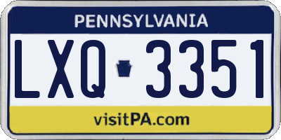 PA license plate LXQ3351