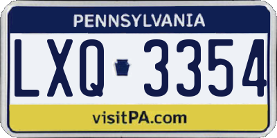 PA license plate LXQ3354