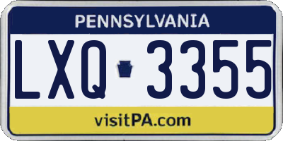 PA license plate LXQ3355