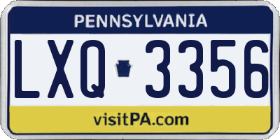 PA license plate LXQ3356