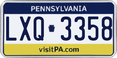 PA license plate LXQ3358