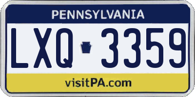 PA license plate LXQ3359