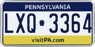 PA license plate LXQ3364
