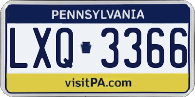 PA license plate LXQ3366