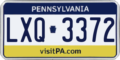 PA license plate LXQ3372