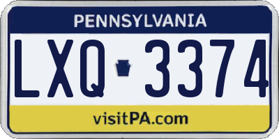 PA license plate LXQ3374