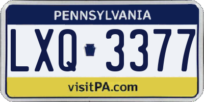 PA license plate LXQ3377