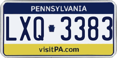 PA license plate LXQ3383