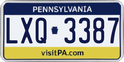 PA license plate LXQ3387