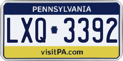 PA license plate LXQ3392