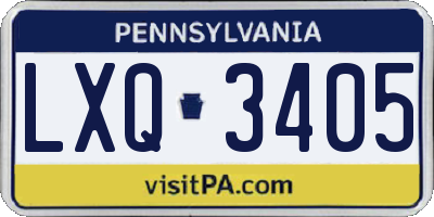 PA license plate LXQ3405