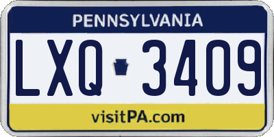 PA license plate LXQ3409