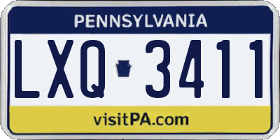 PA license plate LXQ3411