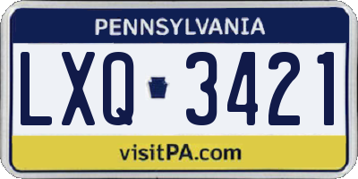 PA license plate LXQ3421