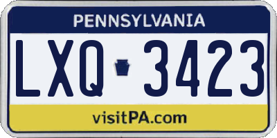 PA license plate LXQ3423