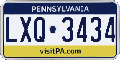 PA license plate LXQ3434