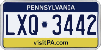 PA license plate LXQ3442