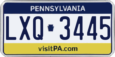 PA license plate LXQ3445