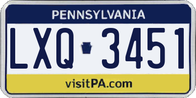 PA license plate LXQ3451
