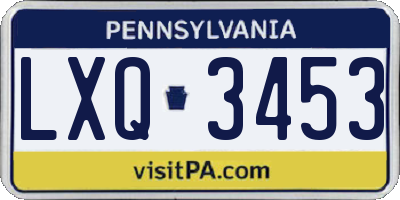 PA license plate LXQ3453