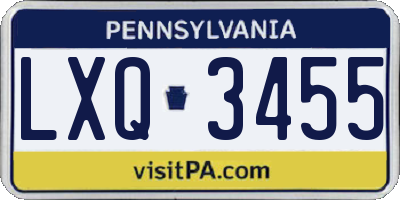 PA license plate LXQ3455