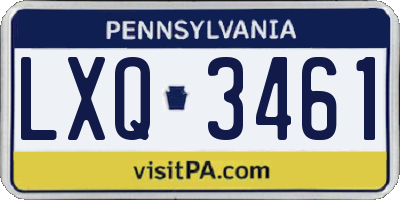 PA license plate LXQ3461