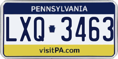 PA license plate LXQ3463