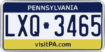 PA license plate LXQ3465