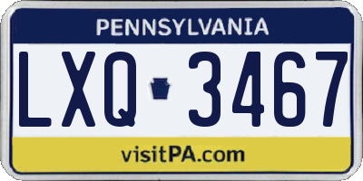 PA license plate LXQ3467
