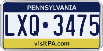 PA license plate LXQ3475