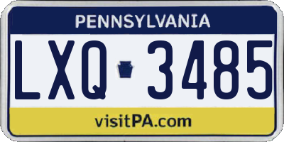 PA license plate LXQ3485