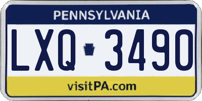 PA license plate LXQ3490