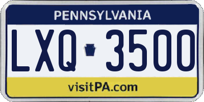 PA license plate LXQ3500