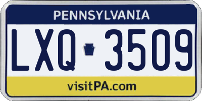 PA license plate LXQ3509