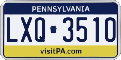 PA license plate LXQ3510