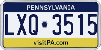 PA license plate LXQ3515
