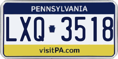 PA license plate LXQ3518